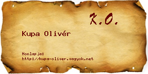 Kupa Olivér névjegykártya